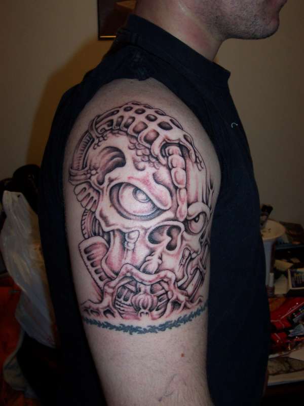 bio-mech skull tattoo