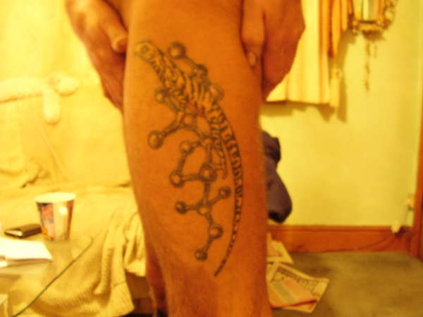 Lizard on DNA tattoo