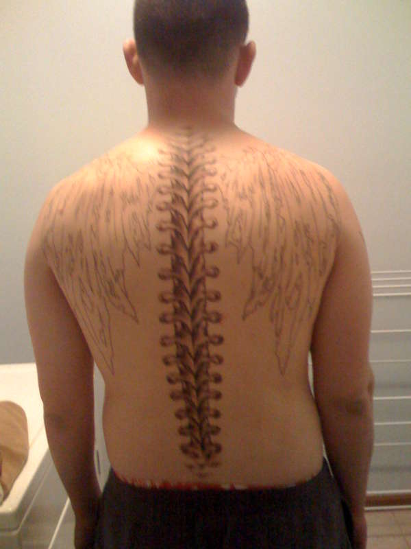 spine shading tattoo