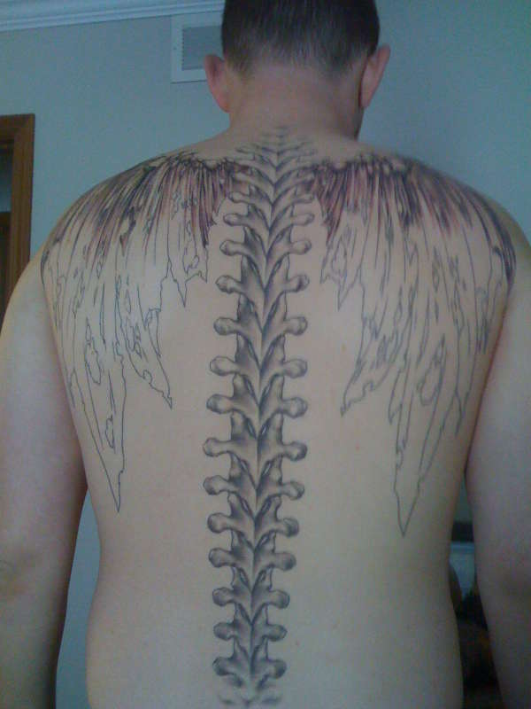 start of the wing shading tattoo