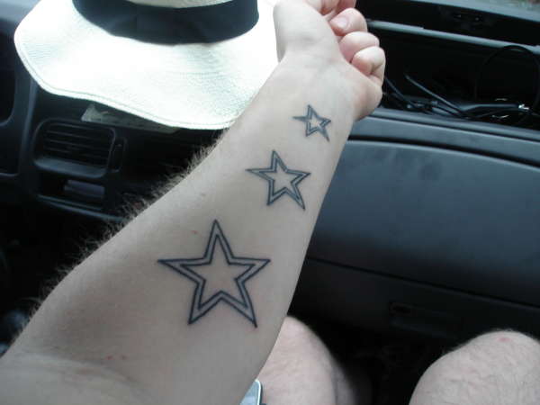 3 nautical stars on my wrist tattoo