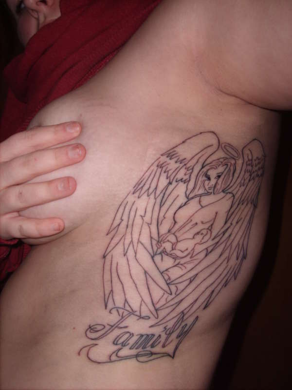 angel on my side outline tattoo