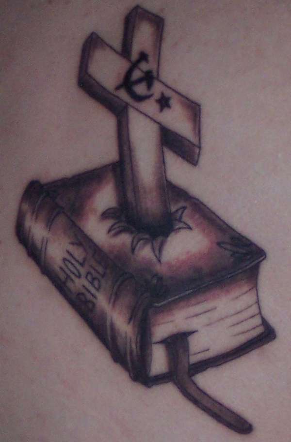 bible and cross tattoo