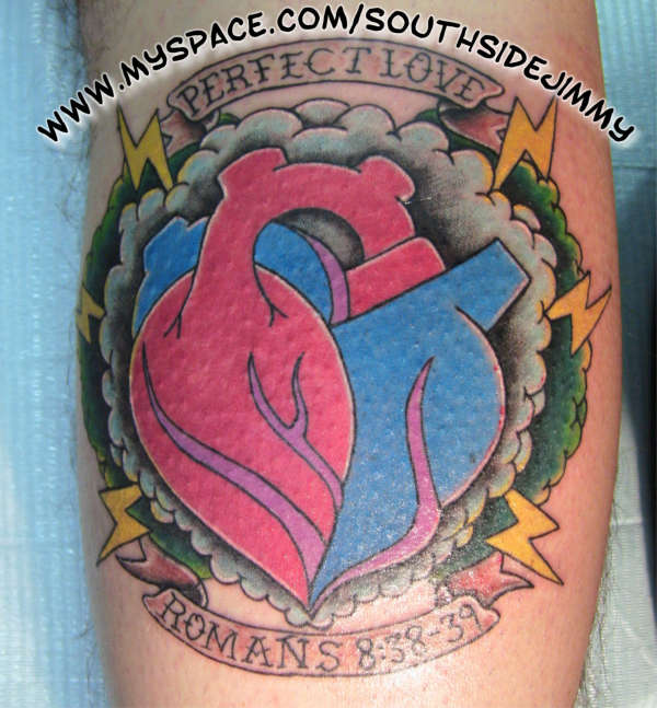 Heart & stormy clouds tattoo