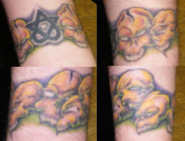 Skull Wristband & Heartagram tattoo