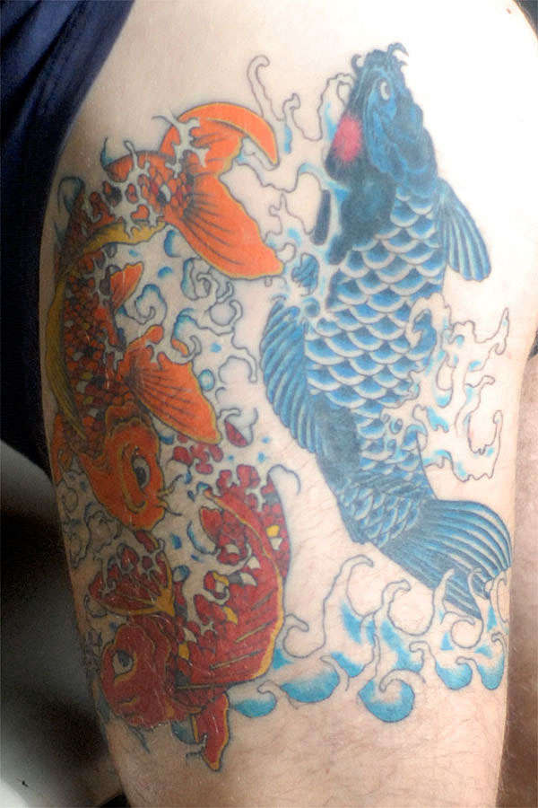 3 koi'd butt tattoo