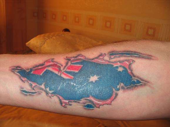 Australian Flag Skin Rip tattoo