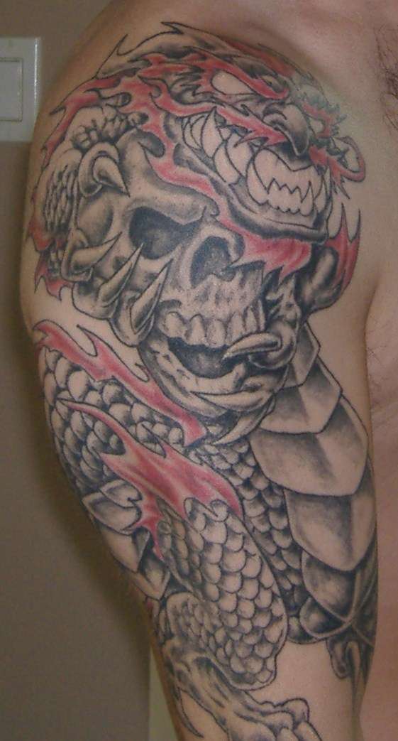 dragon and skull tattoo