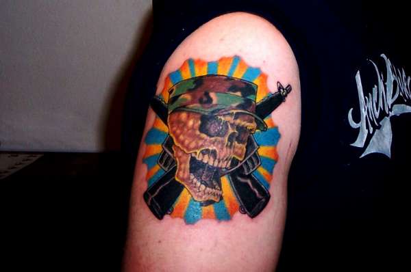 Military Skull & M-16!!! tattoo