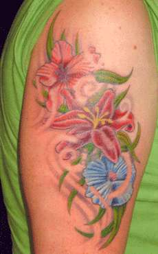 Bob Tyrrell tattoo cover up lotus and  flowers tattoo