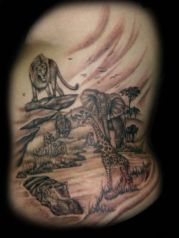 safari rib piece tattoo