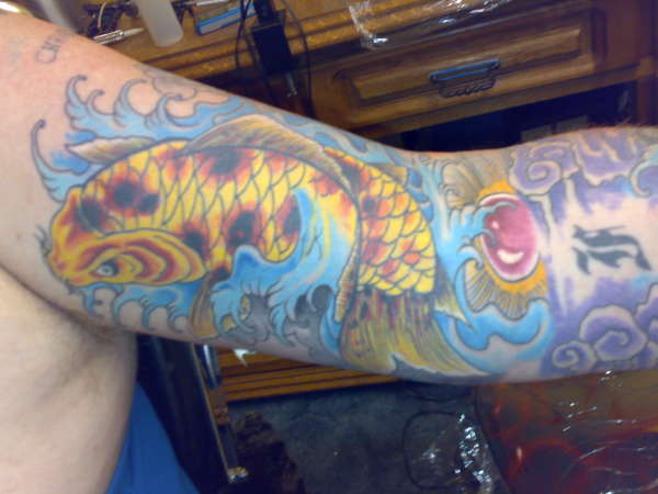 koi tattoo by Derek Campbell tattoo