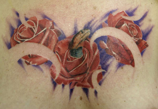 Cobra in Roses Tattoo tattoo