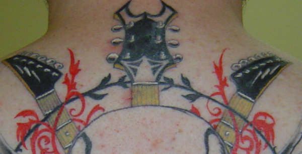 Back Tattoo - Guitar Head Detail tattoo