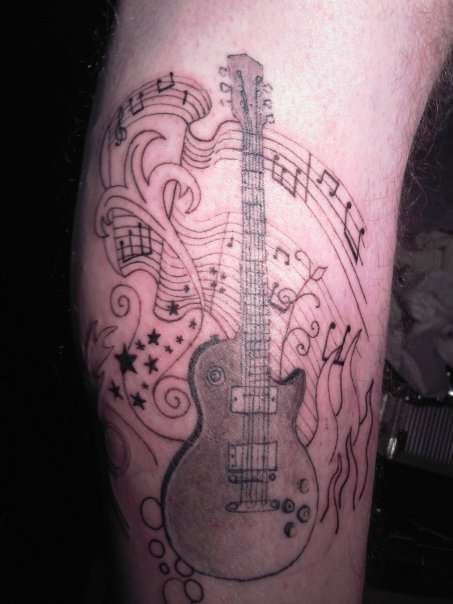 costom music theme ive started on my leg tattoo