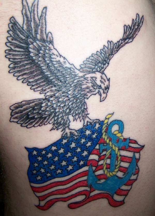 Eagle, Flag & Anchor tattoo