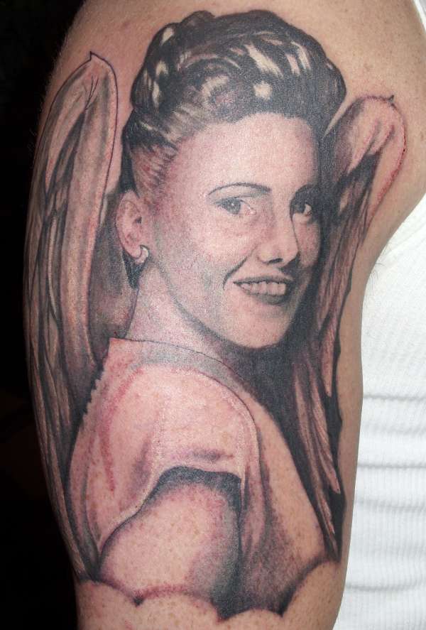 portrait of Grandmother as angel tattoo
