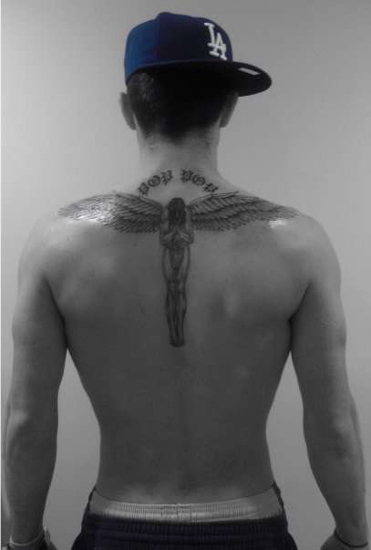 guardian angel back tattoos for men