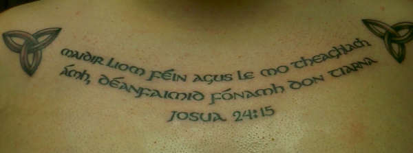 Joshua 24:15 in Gaelic tattoo