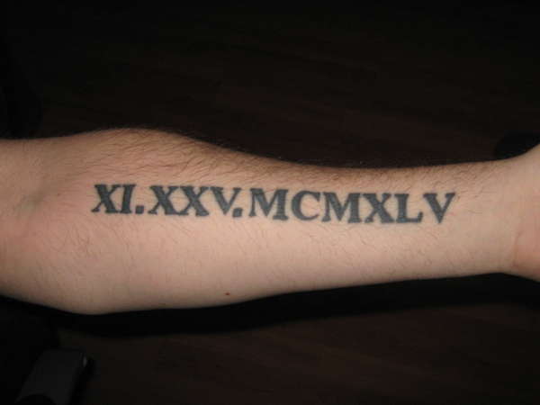 Roman numerals tattoo
