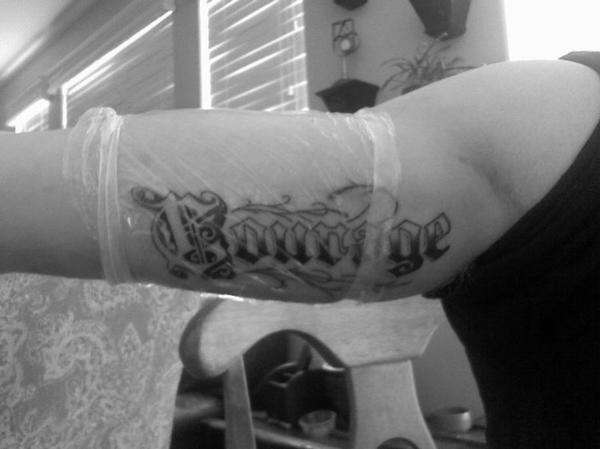 not the best picture... Courage tattoo