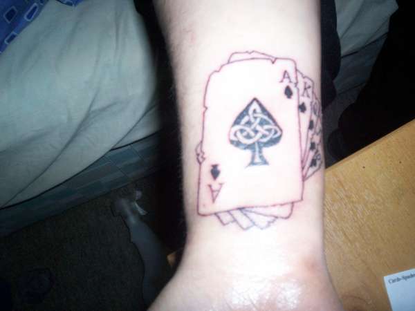 Royal flush with celtic knotwork tattoo