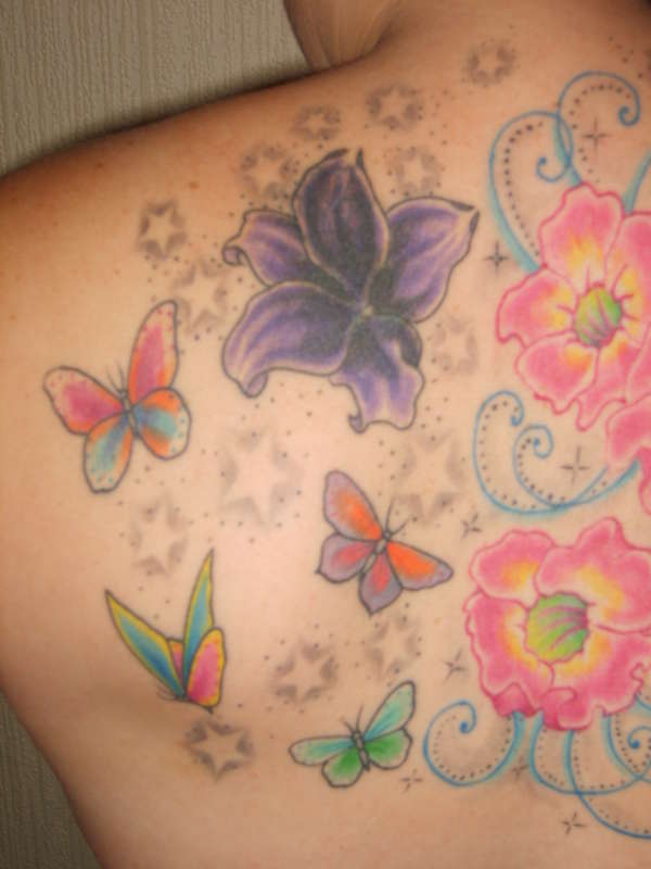 butterflies and flowers tattoo