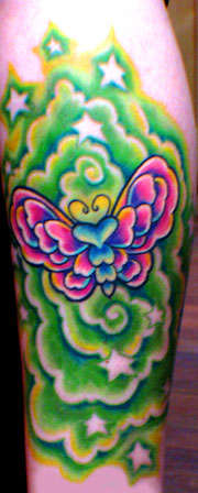butterfly hearts tattoo