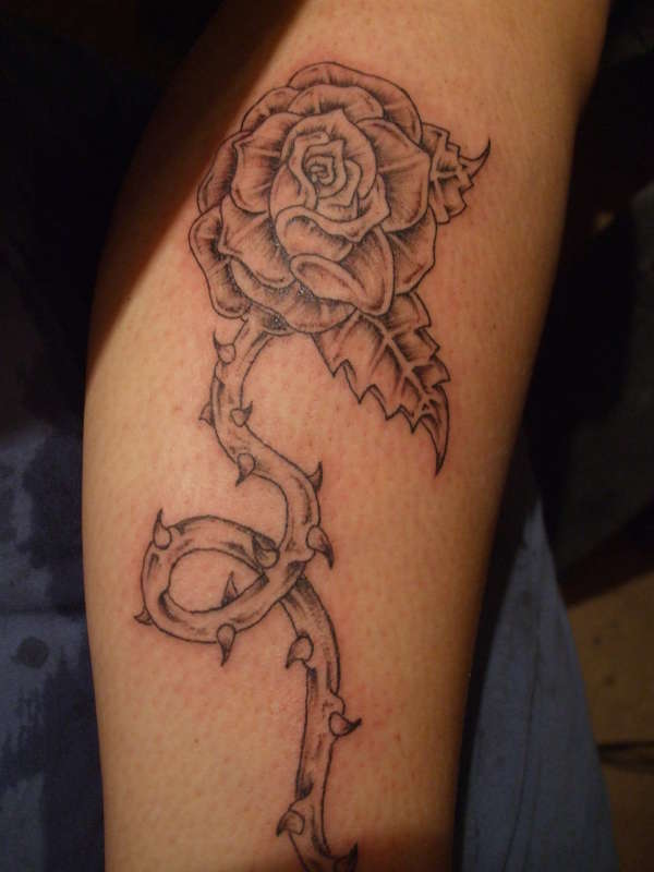 Rose on leg tattoo