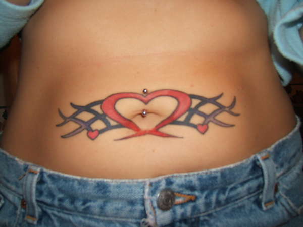 belly heart tattoo