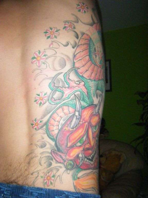 Oni MAsk and Dragon tattoo
