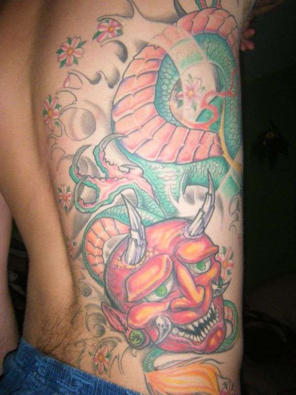 Oni MAsk and Dragon tattoo