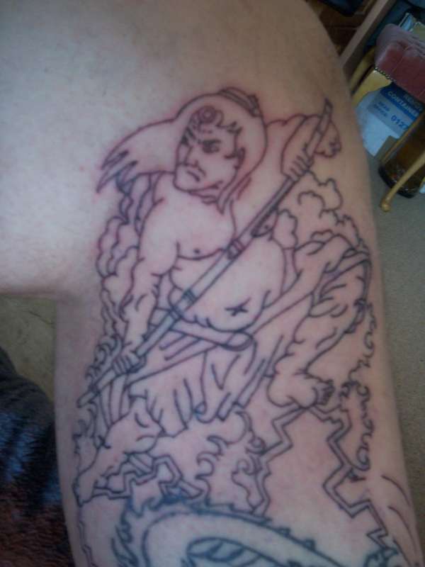 Samurai on the rocks outline tattoo