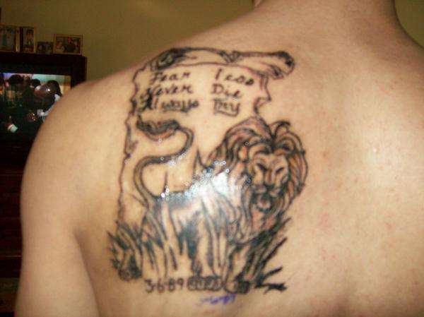 The Birth of the Lion *This is still healing* tattoo