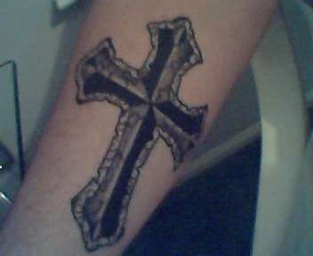 another shot of forearm cross tattoo