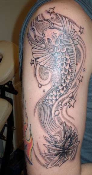 Koi and lotus tattoo