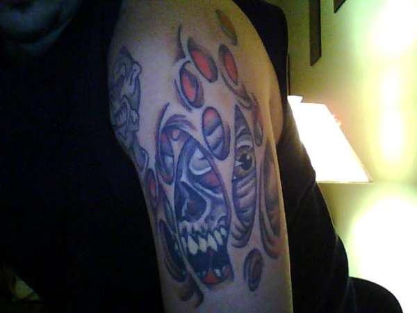 skull swiss cheese tattoo