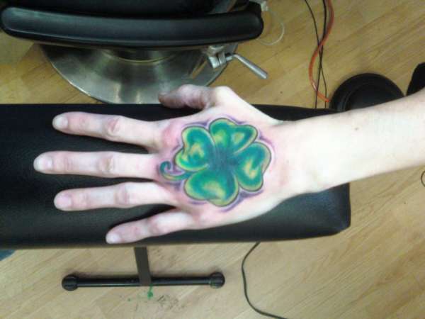 Four Leaf Clover Cover Up of Japanese Symbol For Dream tattoo