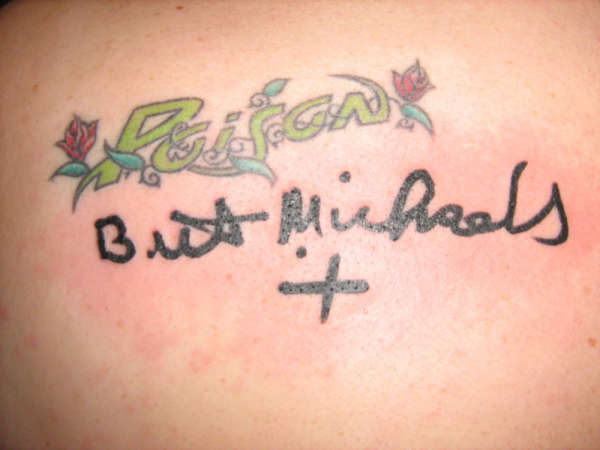 Poison and Bret Michaels autograph tattoo