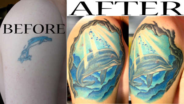 dolphin cover up of dolphin tattoo