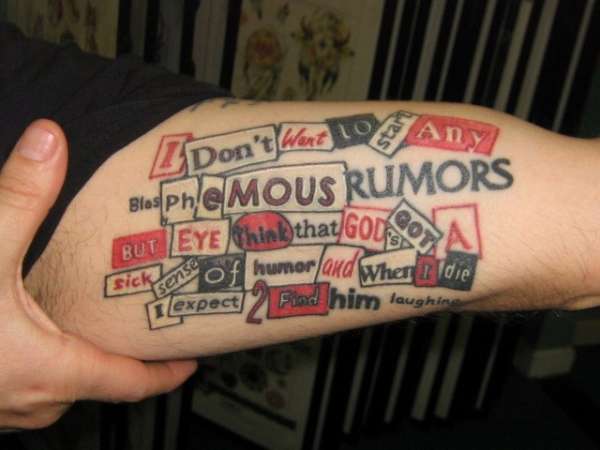 Blasphemous Rumors tattoo