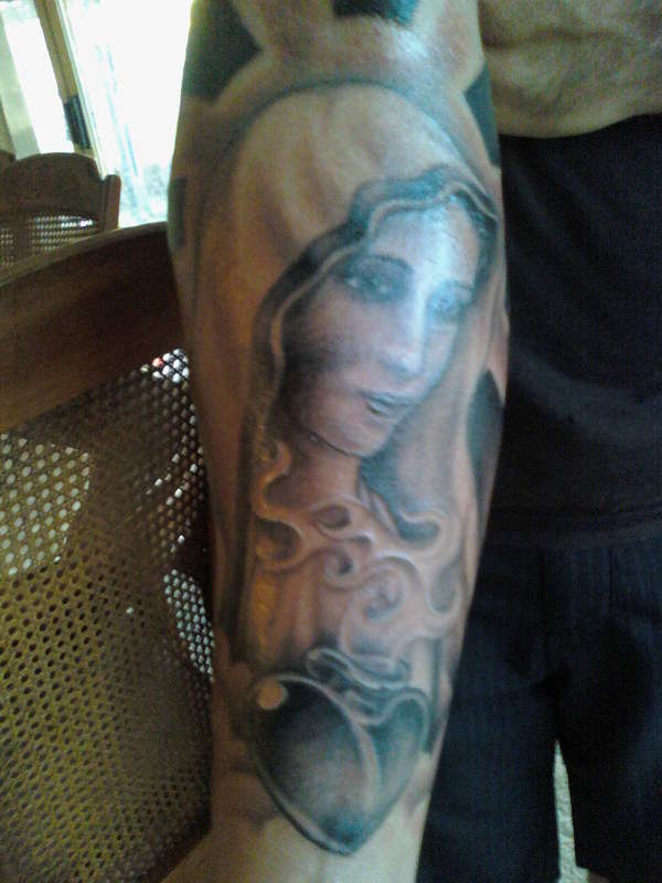 Mary with Sacred Heart tattoo
