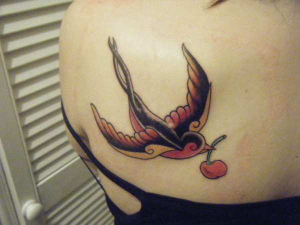 Swallow  + cherry tattoo
