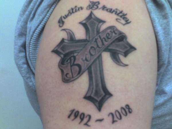 Memorial cross tattoo