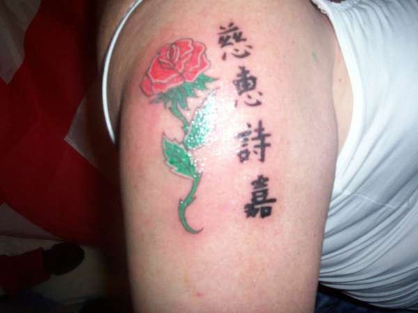 Rose with Kanji tattoo