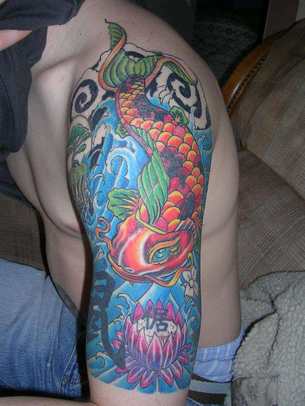 koi sleeve progress tattoo