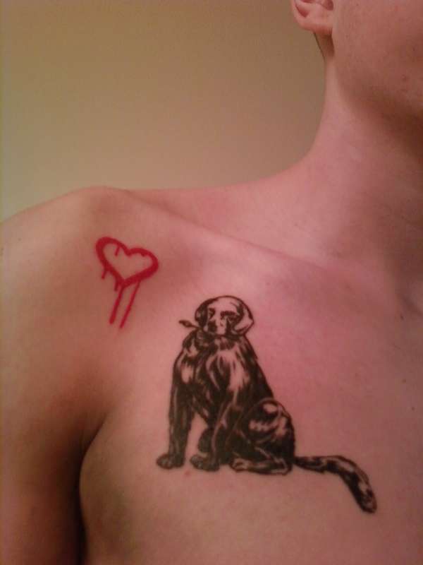 Banksy inspired Dog Memorial. tattoo