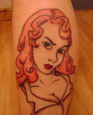 Lady on the Leg tattoo