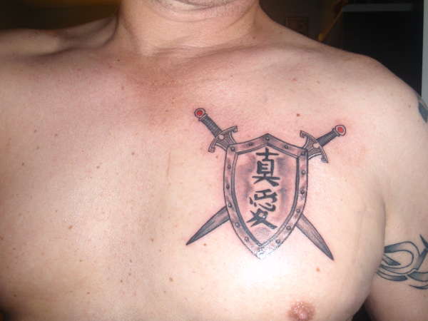 Kanji & Shield tattoo
