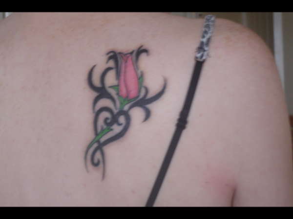 tribal pink rose tattoo